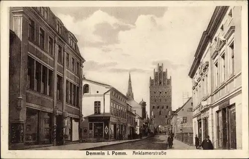 Ak Demmin in Vorpommern, Anklamer Straße, Tor, Geschäfte