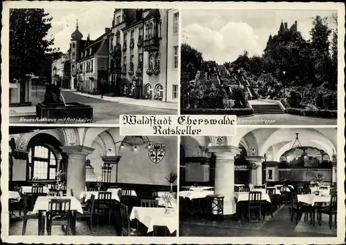 Ak Eberswalde im Kreis Barnim, Ratskeller, Rathaus, Bismarcktreppe