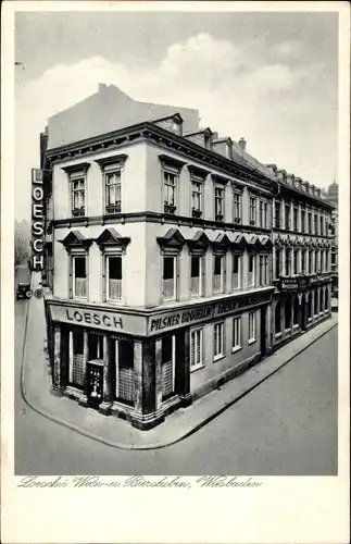 Ak Wiesbaden in Hessen, Loesch's Wein- und Bierstuben, Spiegelgasse, Ecke Webergasse