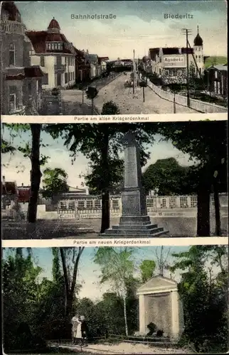 Ak Biederitz in Sachsen Anhalt, Bahnhofstraße, Kriegerdenkmal