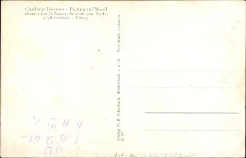 Ak Pommern an der Mosel, Gasthaus Hermes, innen und außen