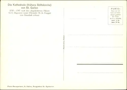 Ak Sankt Gallen Stadt Schweiz, Kathedrale