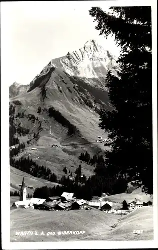 Ak Warth am Arlberg Vorarlberg, Teilansicht vom Ort gegen Biberkopf