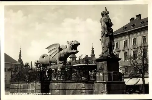 Ak Klagenfurt am Wörthersee Kärnten, Lindwurmdenkmal