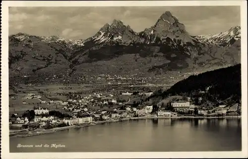 Ak Brunnen Kt Schwyz, Panorama, Mythen
