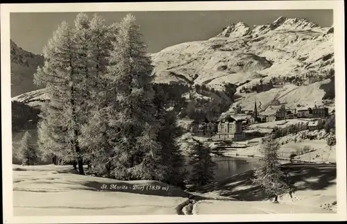Ak Sankt Moritz Kanton Graubünden, Dorf im Winter