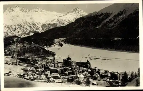 Ak Sankt Moritz Kanton Graubünden, Dorf im Winter