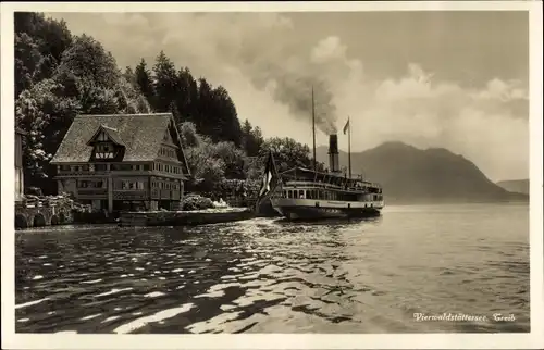Ak Treib Seelisberg Kanton Uri, Vierwaldstättersee, Dampfer