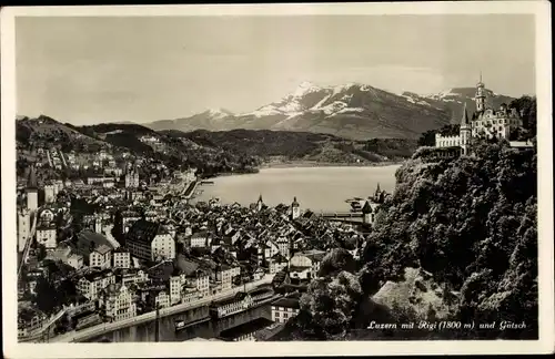 Ak Luzern Stadt Schweiz, Gesamtansicht mit Rigi und Gütsch