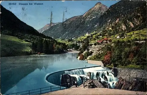 Ak Wassen Kt. Uri Schweiz, Stausee, Panorama