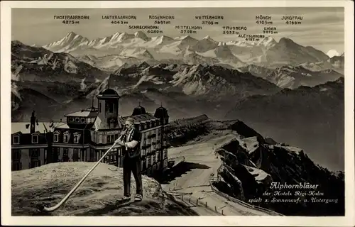 Ak Rigi Kulm Kanton Schwyz, Alphornbläser des Hotels Rigi Kulm