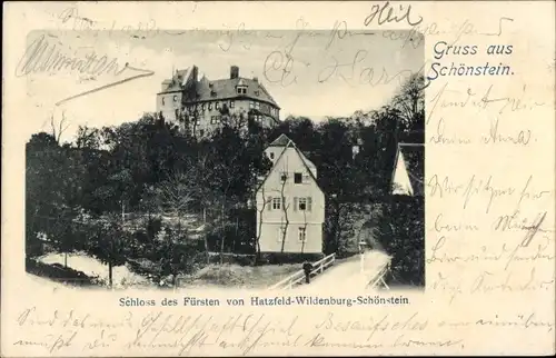 Ak Schönstein Wissen an der Sieg, Schloss des Fürsten von Hatzfeld Wildenburg Schönstein