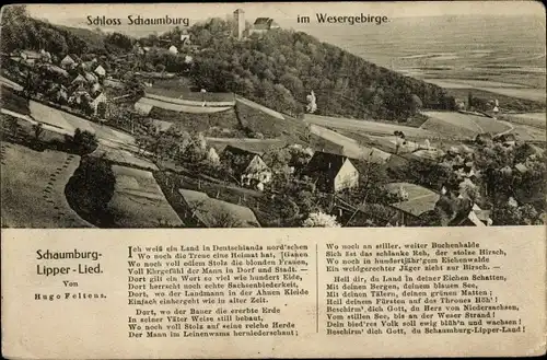 Ak Schaumburg Rinteln an der Weser, Schloss Schaumburg, Text Schaumburg-Lipper-Lied