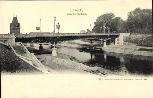 Ak Hansestadt Lübeck, Burgtorbrücke