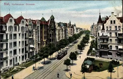 Ak Kiel in Schleswig Holstein, Holtenauer Straße, Straßenbahn