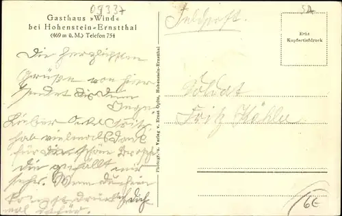 Ak Hohenstein Ernstthal Landkreis Zwickau, Gasthaus Wind