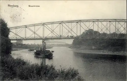 Ak Nienburg an der Weser, Weserbrücke