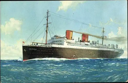Ak Dampfschiff Columbus, Norddeutscher Lloyd Bremen, Ansicht Backbord