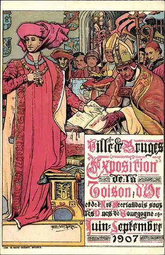 Künstler Ak Bruges, Exposition de la Toison d'Or, Juni-September 1907, Goldenes Fließ