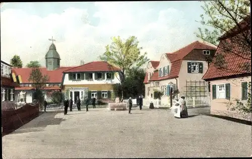 Ak Dresden, 3 Deutsche Kunstgewerbe Ausstellung 1906, Dorfplatz