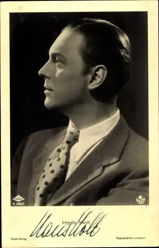 Ak Schauspieler Hans Holt, Profilansicht, Krawatte