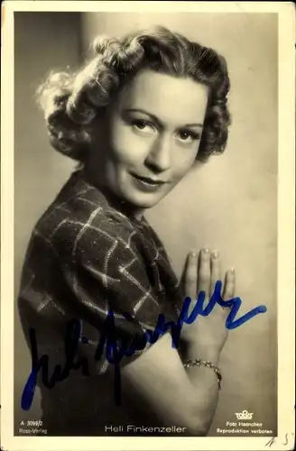 Ak Schauspielerin Heli Finkenzeller, Portrait, Ross Verlag 3099/2, Tobis Film