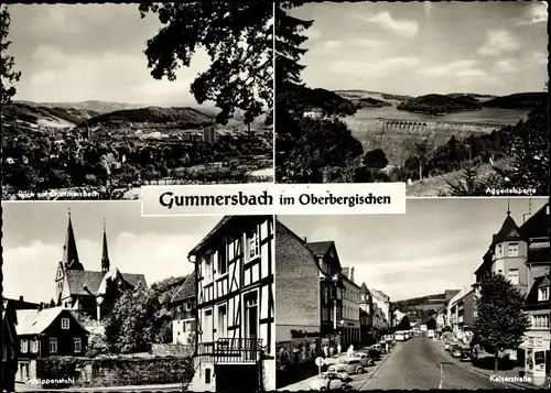 Ak Gummersbach im Oberbergischen Kreis, Panorama, Kaiserstraße, Schöppenstuhl, Aggertalsperre