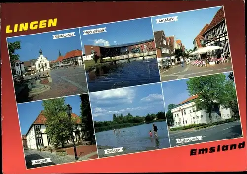 Ak Lingen im Emsland, Am Markt, Marktplatz, Dieksee, Altstadt, Musikschule, Hedonklinik
