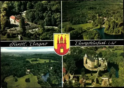 Ak Burgsteinfurt Steinfurt im Münsterland, Fürstl. Bagno-Gaststätten, Luftbilder