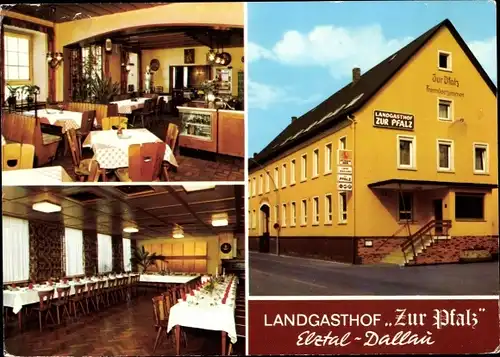 Ak Dallau Elztal im Odenwald, Landgasthof Zur Pfalz, Außenansicht, Speisesaal