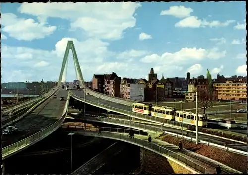 Ak Köln am Rhein, Severinsbrücke, Straßenbahn