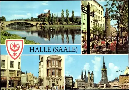 Ak Halle an der Saale, Burg Giebichenstein, Mittlere Klement-Gottwald-Straße, Hansering, Markt