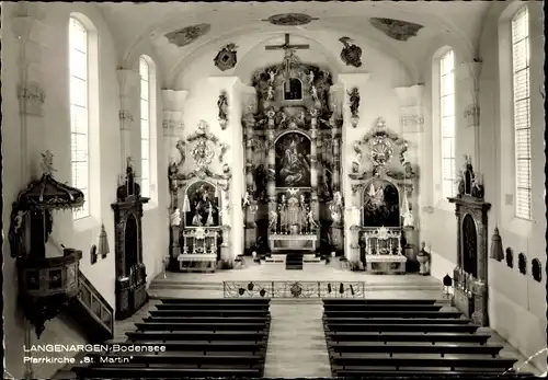Ak Langenargen am Bodensee, Pfarrkirche St. Martin, Innenansicht, Kanzel, Altar