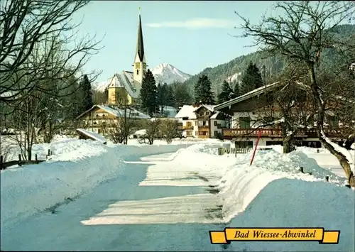 Ak Abwinkel Abwinkl Bad Wiessee in Oberbayern, Winteransicht, Kirche