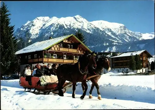 Ak Bayrischzell im Mangfallgebirge Oberbayern, Schlittenpartie in den Bergen