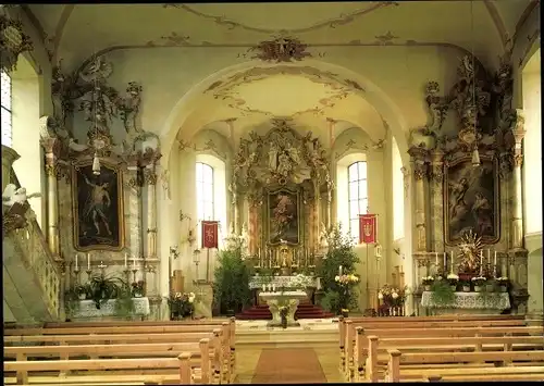 Ak Ofterschwang im Allgäu, Pfarrkirche St. Alexander, erbaut 1756, Altar