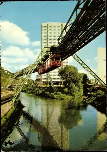 Ak Wuppertal in Nordrhein Westfalen, Justizhochhaus, Schwebebahn