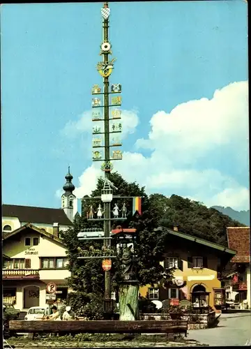 Ak Ruhpolding in Oberbayern, Dorfbrunnen, Wappen