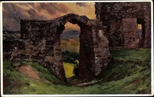 Künstler Ak Frauenberg Ebsdorfergrund Hessen, Burg Frauenberg, Ruine