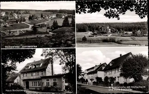 Ak Hahnenklee Bockswiese Goslar im Harz, Haus Bocksberg, Haus am See, Mütterheim Wiesenstraße