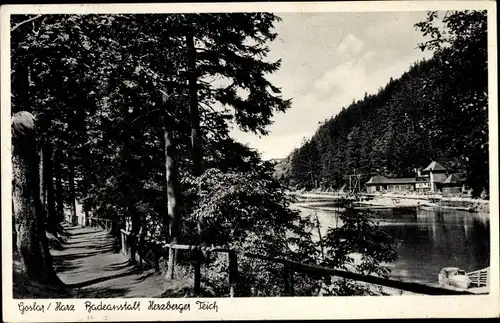 Ak Goslar am Harz, Badeanstalt, Herzberger Teich