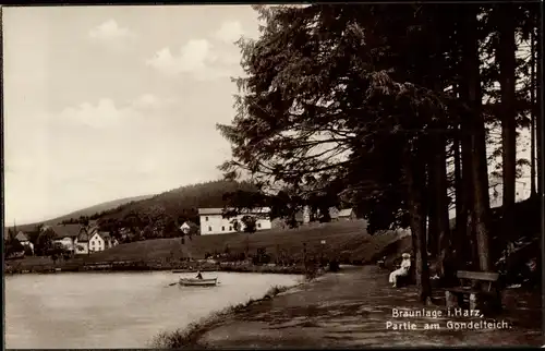 Ak Braunlage im Oberharz, Partie am Gondelteich, Ruderboot