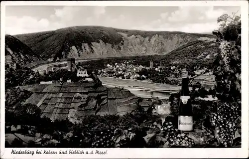 Ak Kobern Gondorf, Ruine Niederburg, Dieblich a. d. Mosel, Gesamtansicht