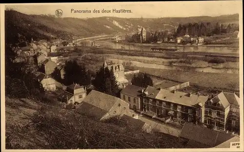 Ak Hastière Wallonien Namur, Panorama des deux Hastieres