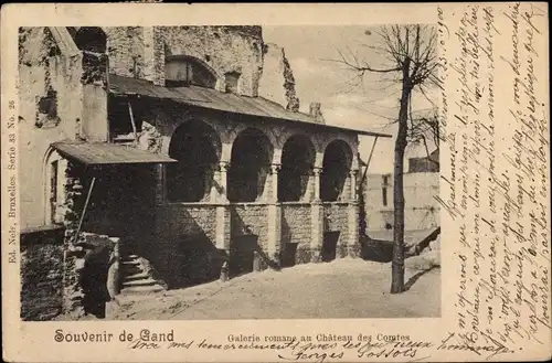 Ak Gand Gent Ostflandern, Galerie romane au Chateau des Comtes