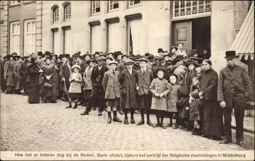 Ak Middelburg Zeeland Niederlande, tijdens het verblijf der Belgische vluchtelingen, Nederl. Bank