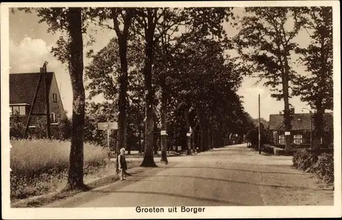 Ak Borger Odoorn Drenthe Niederlande, Straßenpartie