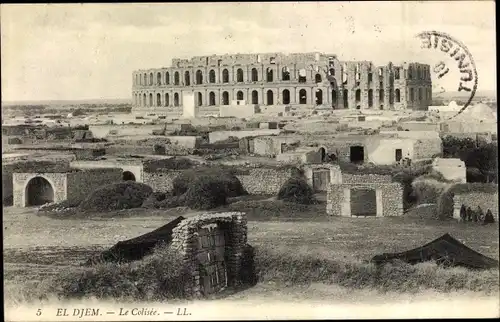 Ak El Djem Tunesien, Amphitheater, Le Colisee et la Ville Arabe