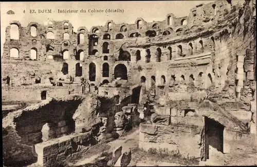 Ak El Djem Tunesien, Amphitheater, Interieur du Colisee