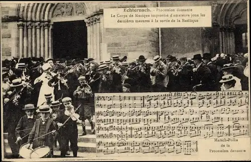 Ak Echternach Luxemburg, Procession dansante, Le Corps de Musique